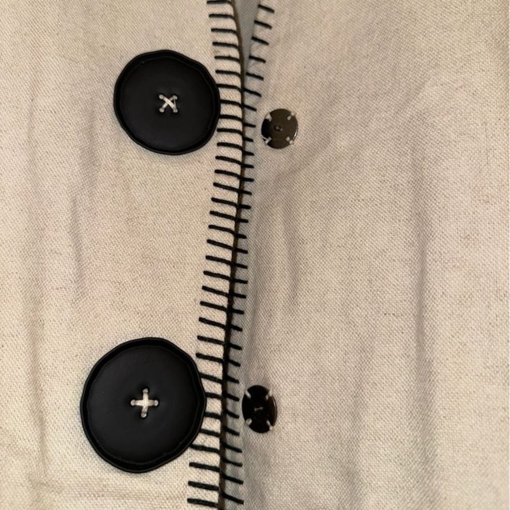 Zara NWT light beige and black contrast button front linen tie belted cardigan - Picture 8 of 10